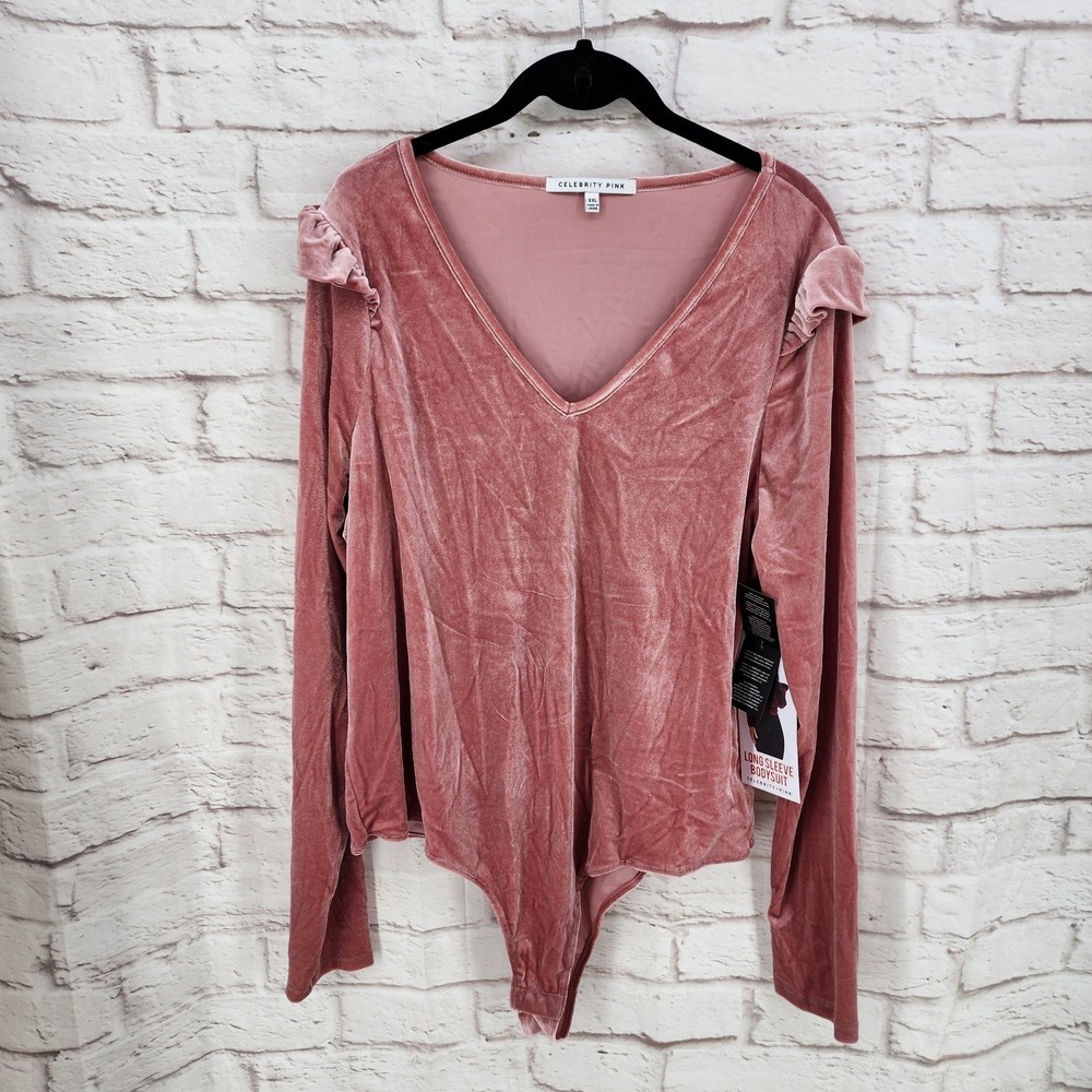 Pink Velvet Bodysuit Ballet Ballerina Coquette Twee Celebrity Going Out XXL 2XL